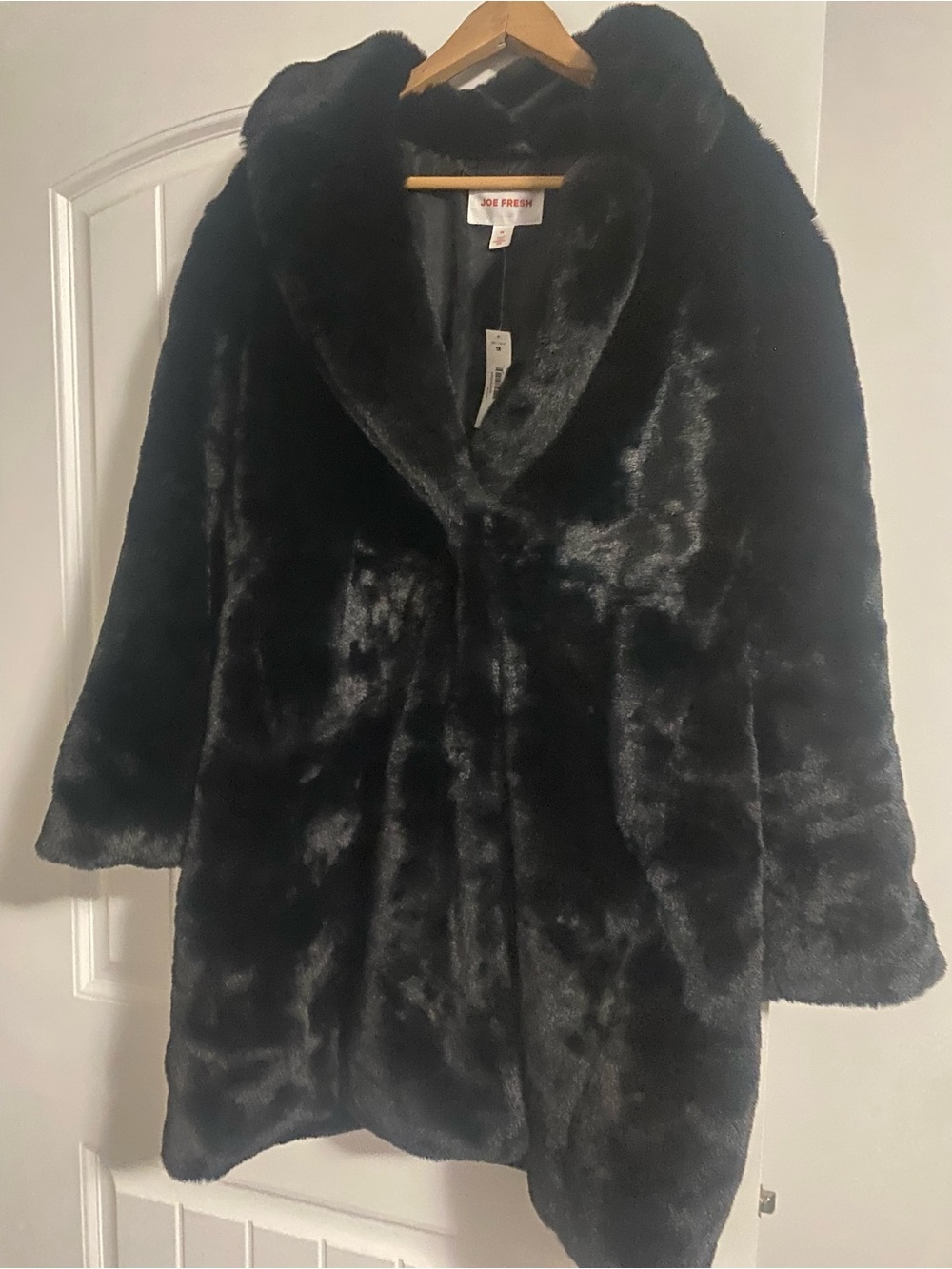 Joe Fresh Black Faux-Fur Teddy Coat